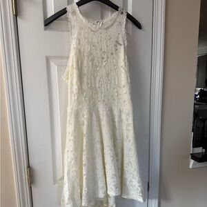 Chic Cream Lace High-Low Dress